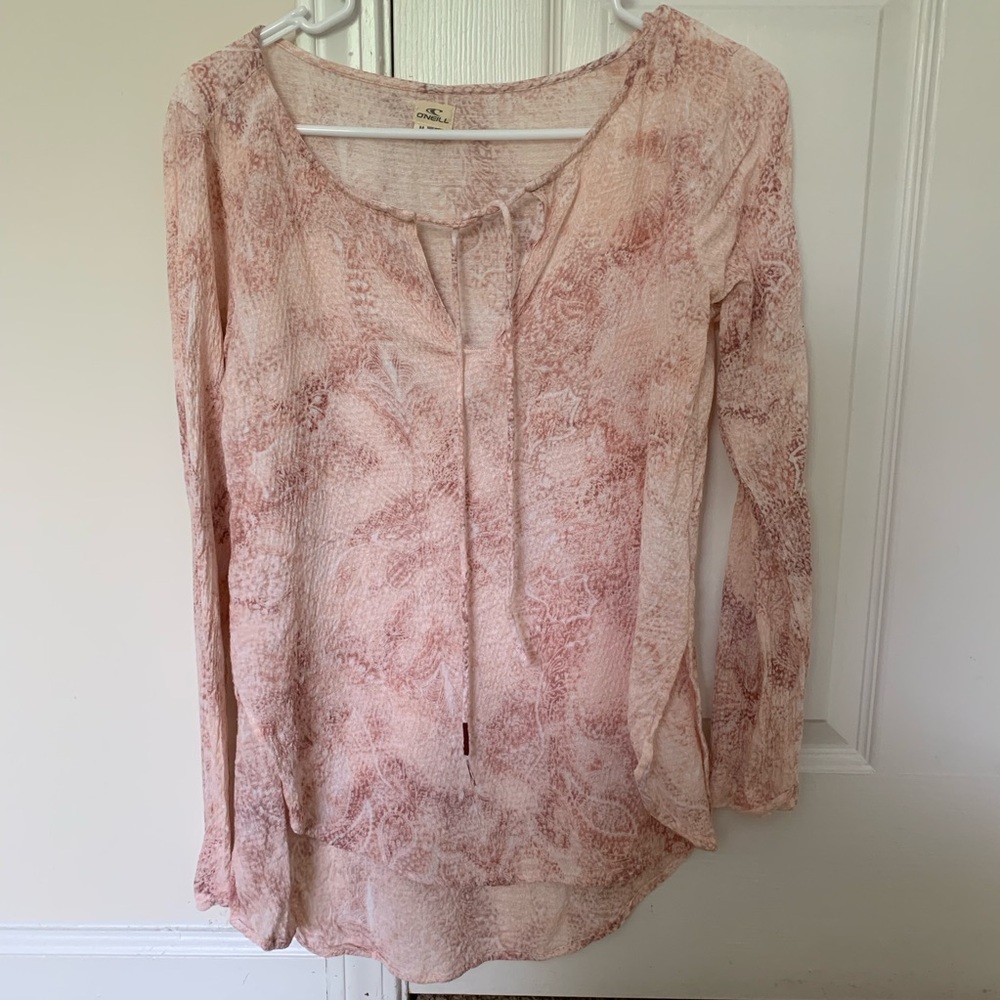 Reptile print pink and white long sleeve top